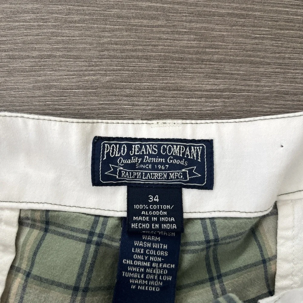 Polo Jeans Company Mens Sz 34 Plaid Shorts Green Blue Cream
